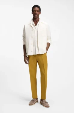 Relaxed-fit camp-collar shirt in stretch cotton poplin