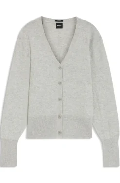 Relaxed-fit cardigan in cashmere with ribbed trims