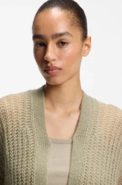Relaxed-fit cardigan with open-knit structure