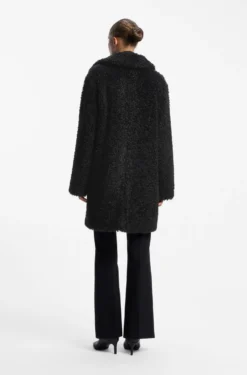 Relaxed-fit coat in textured faux fur