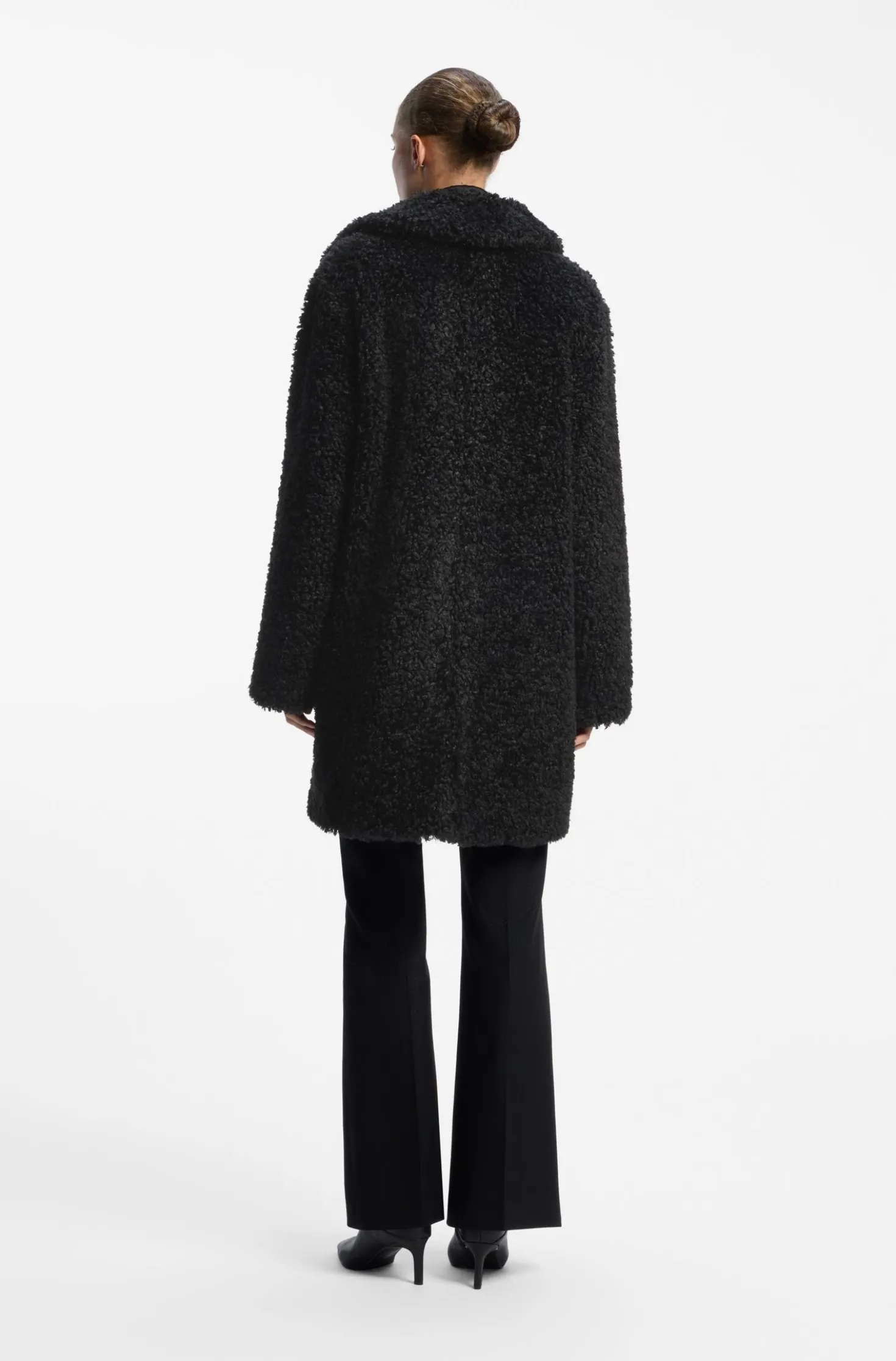 Relaxed-fit coat in textured faux fur