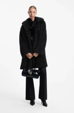 Relaxed-fit coat in textured faux fur