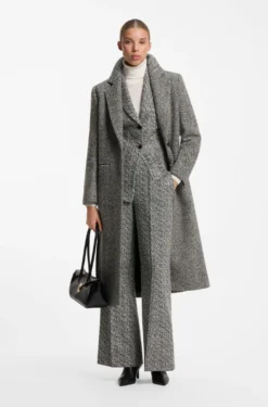 Relaxed-fit coat with herringbone pattern