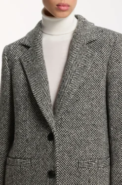 Relaxed-fit coat with herringbone pattern