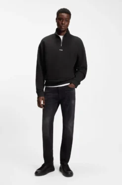Relaxed-fit cotton sweatshirt with zip neck