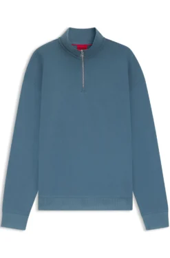Relaxed-fit cotton sweatshirt with zip neck