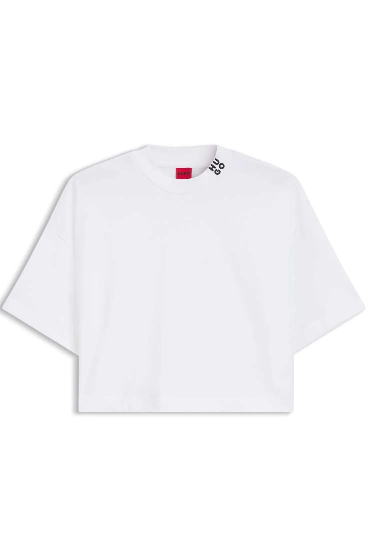 Relaxed-fit cropped T-shirt in cotton with neck logo
