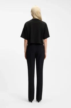 Relaxed-fit cropped T-shirt in cotton with neck logo