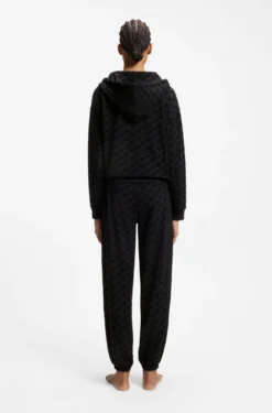 Relaxed-fit hooded jacket with flocked-logo print