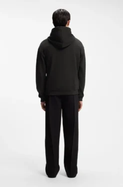 Relaxed-fit hoodie in cotton terry with rose logo