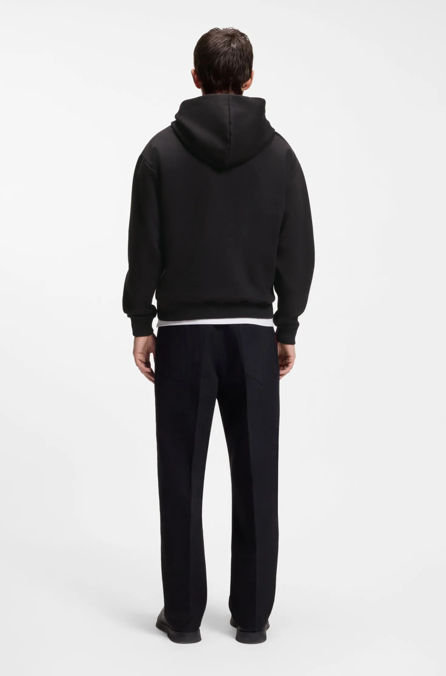 Relaxed-fit hoodie in stretch cotton with contrast inner