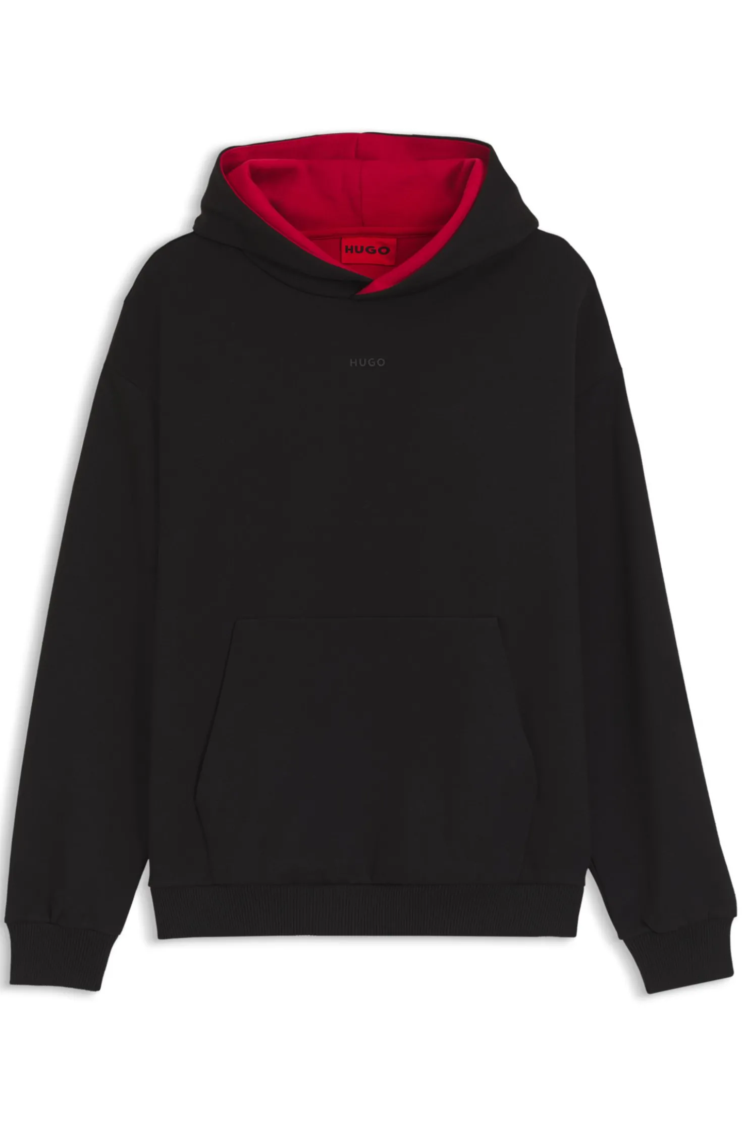 Relaxed-fit hoodie in stretch cotton with contrast inner