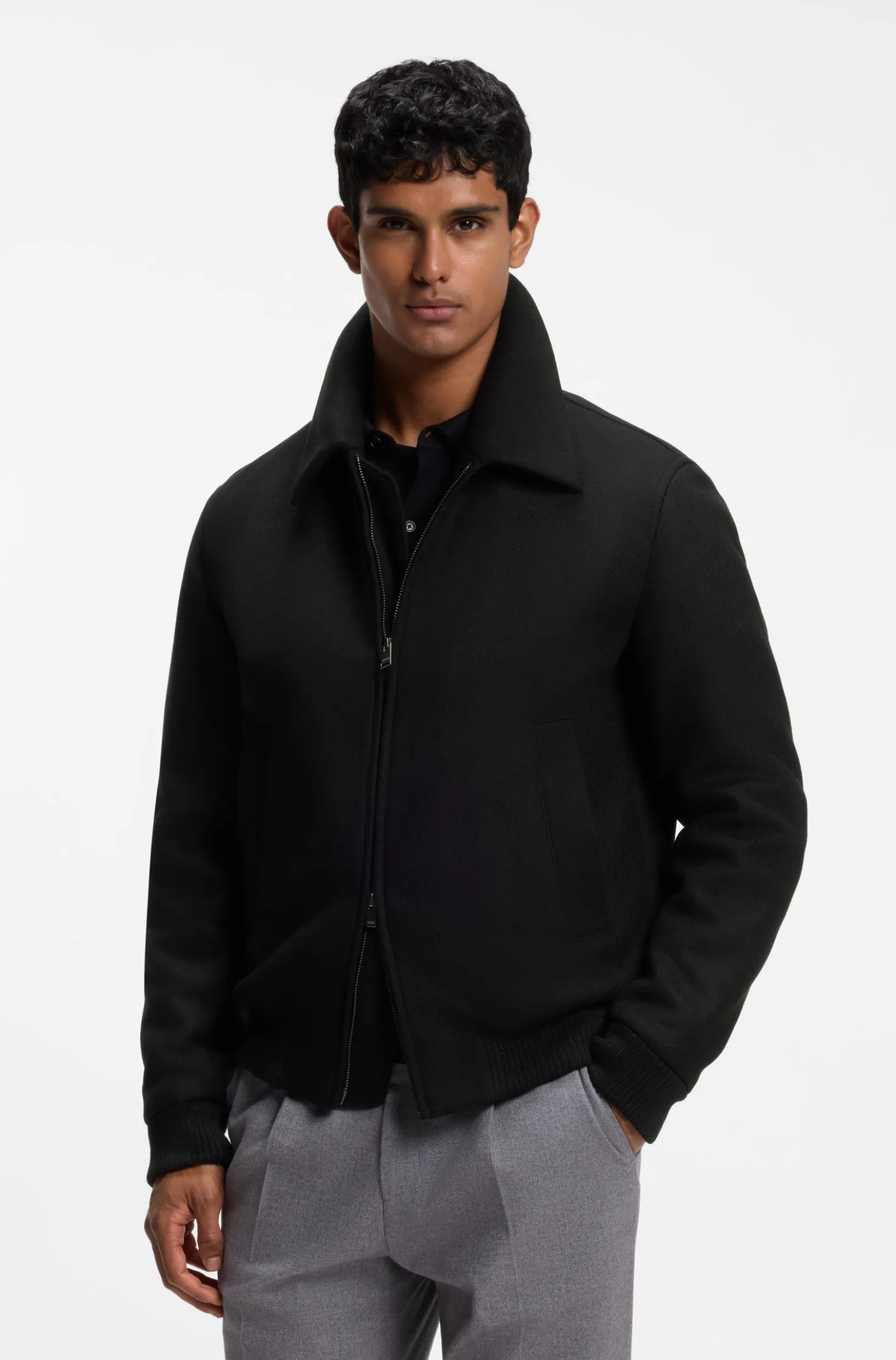 Relaxed-fit jacket in a patterned wool blend
