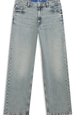 Relaxed-fit jeans in ocean-blue rigid denim