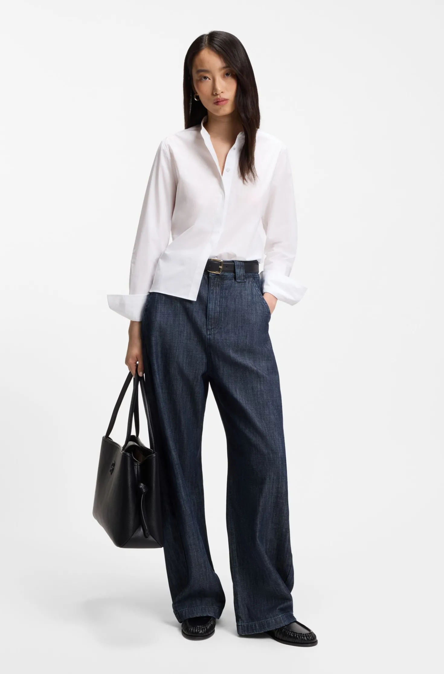 Relaxed-fit jeans in textured open-weave denim