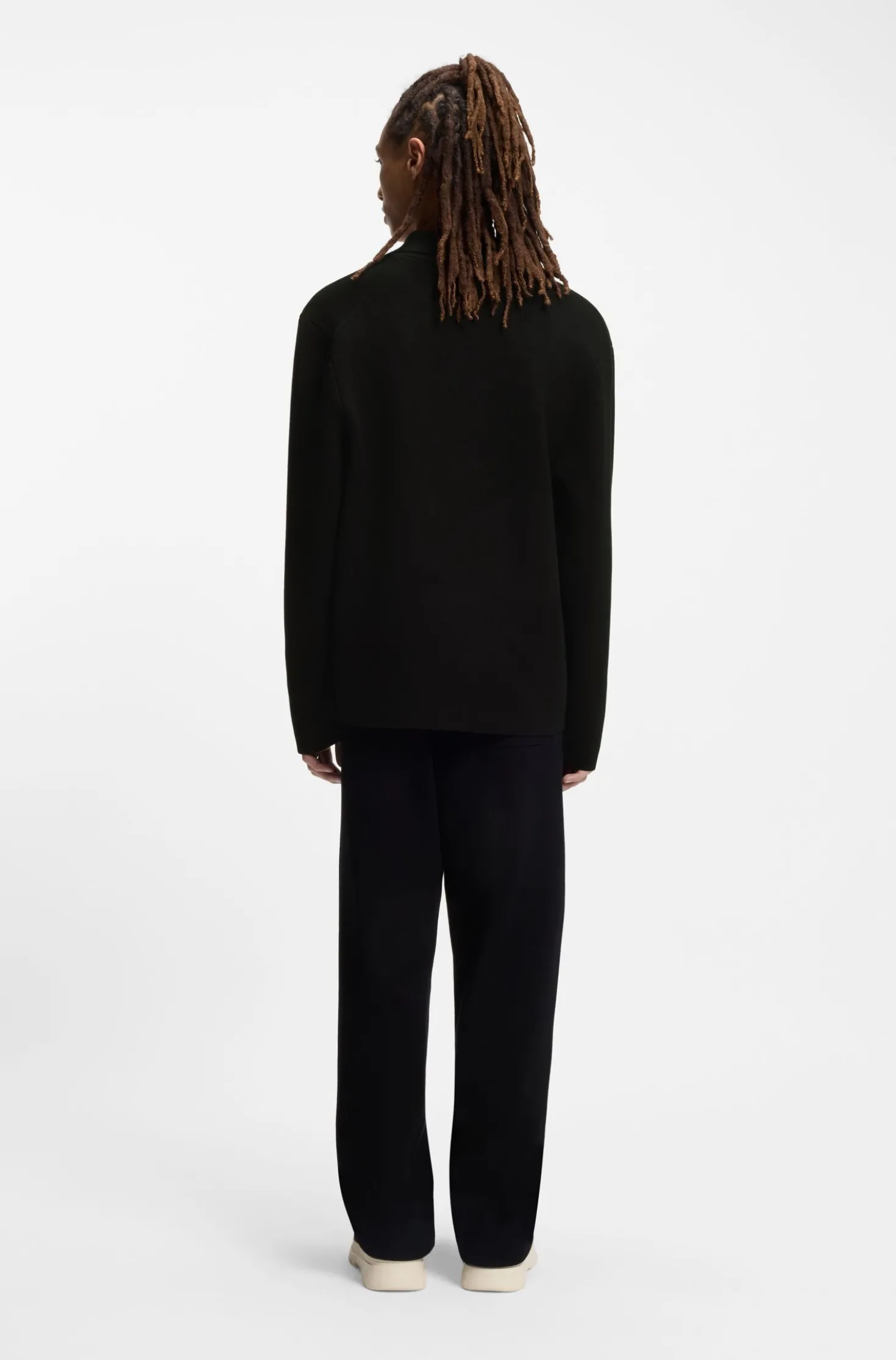 Relaxed-fit knitted jacket with patch pockets