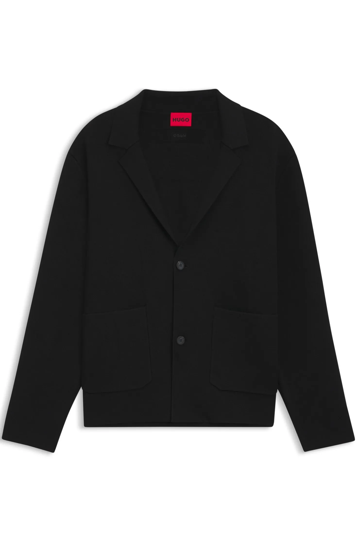Relaxed-fit knitted jacket with patch pockets