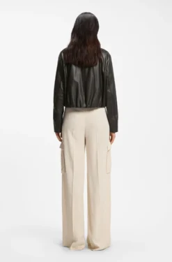 Relaxed-fit leather jacket with trench styling