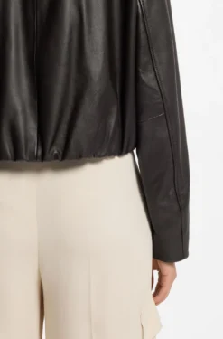 Relaxed-fit leather jacket with trench styling