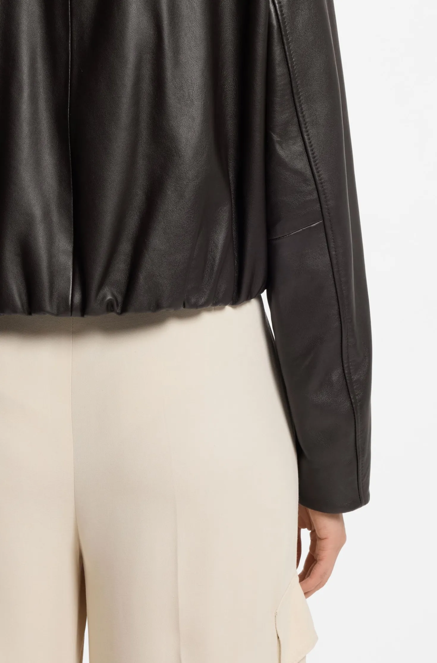 Relaxed-fit leather jacket with trench styling