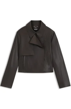 Relaxed-fit leather jacket with trench styling