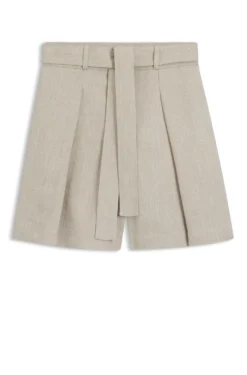 Relaxed-fit linen-blend culottes with herringbone weave