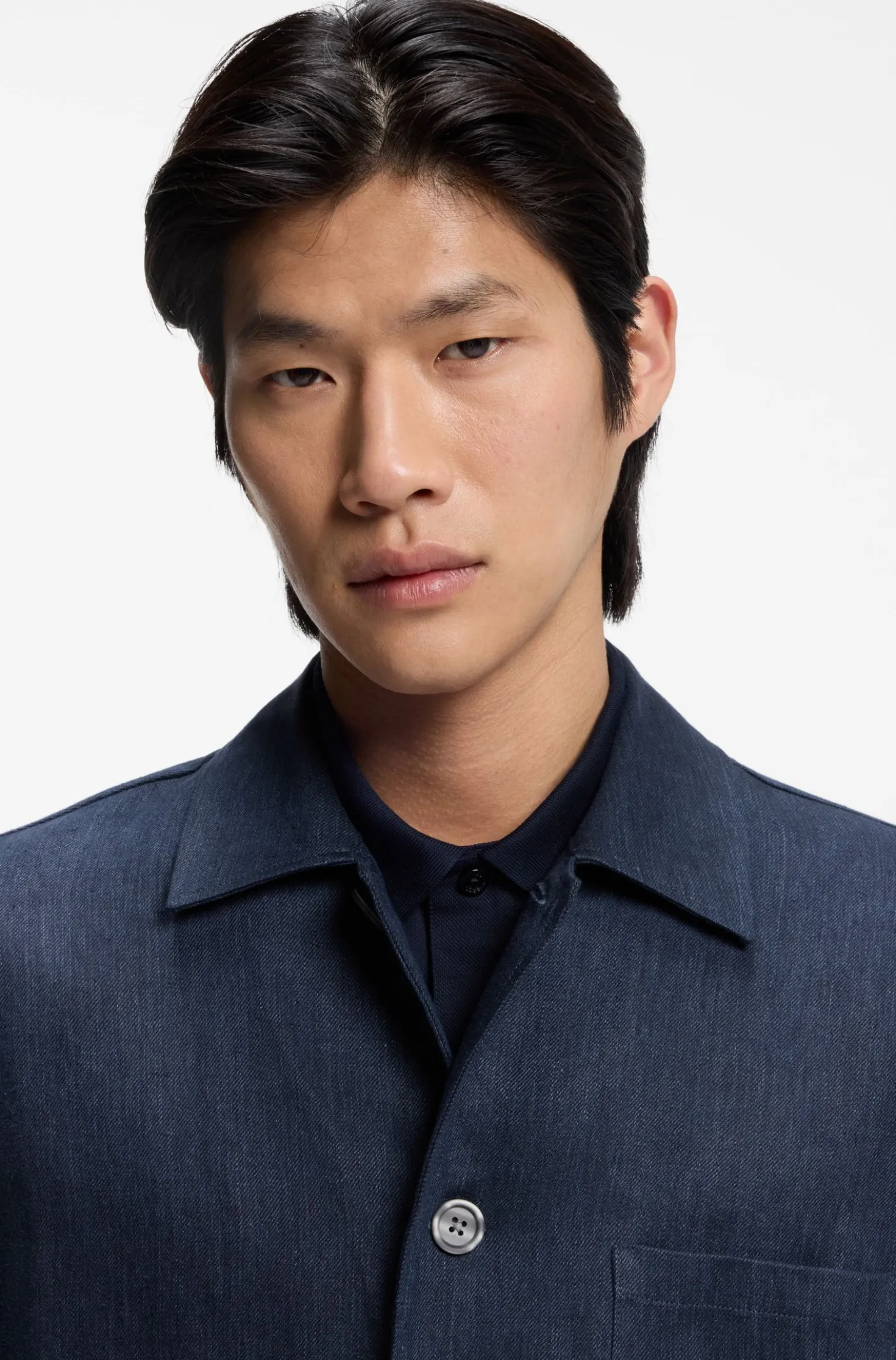 Relaxed-fit overshirt in Italian-made linen twill