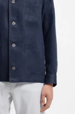 Relaxed-fit overshirt in Italian-made linen twill