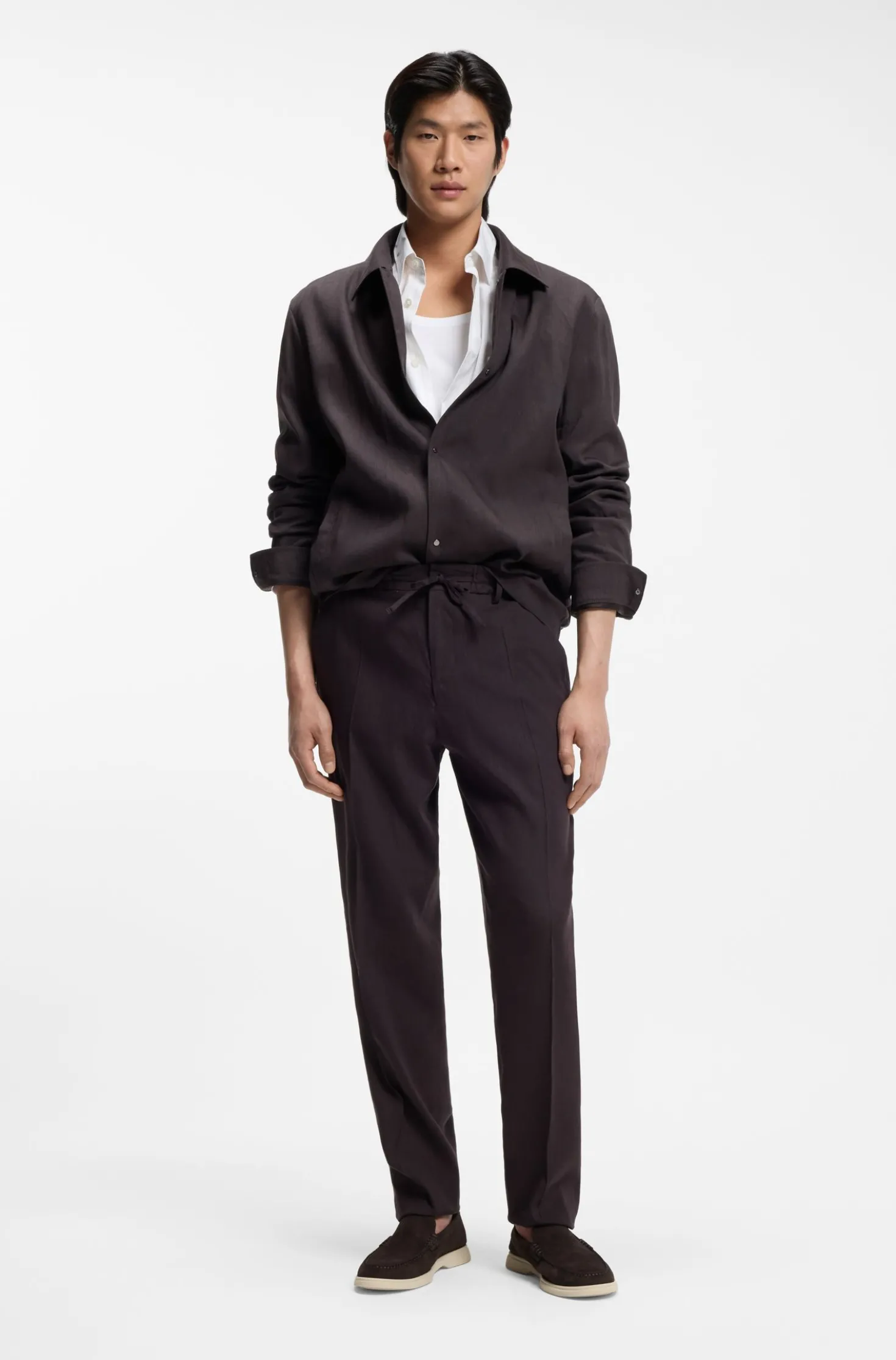 Relaxed-fit overshirt in washable Tech Linen