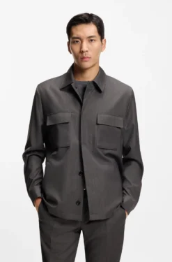 Relaxed-fit overshirt in water-repellent wool