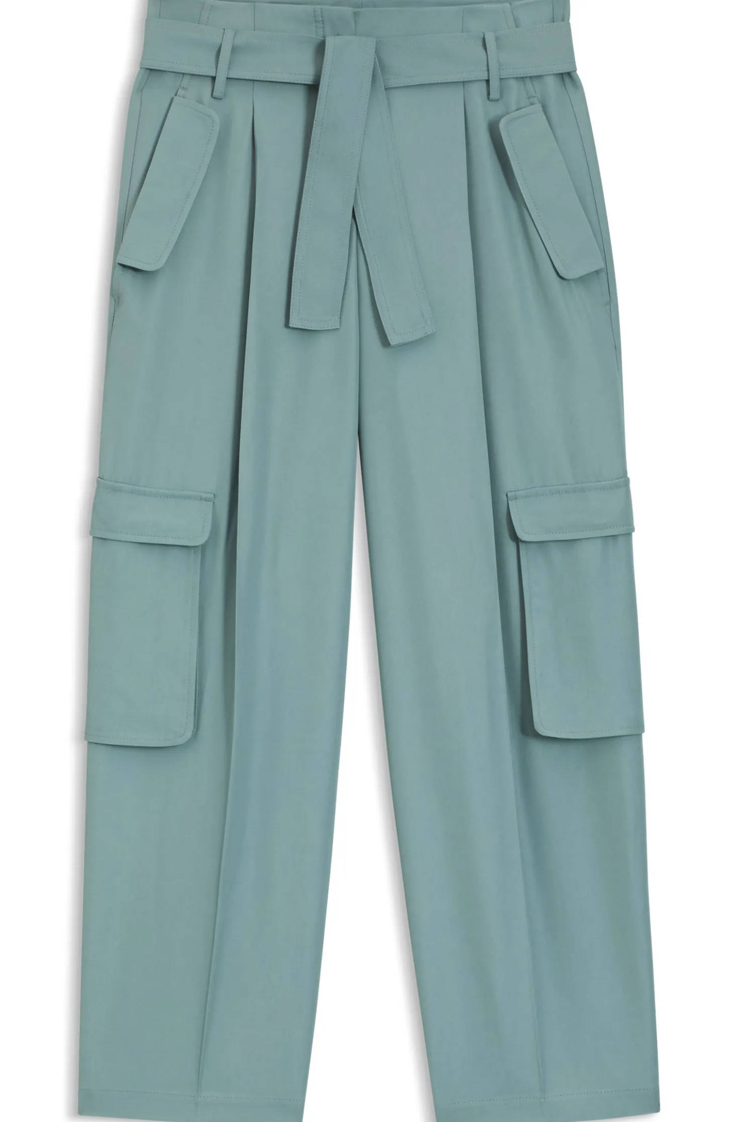 Relaxed-fit paperbag trousers in drapey twill