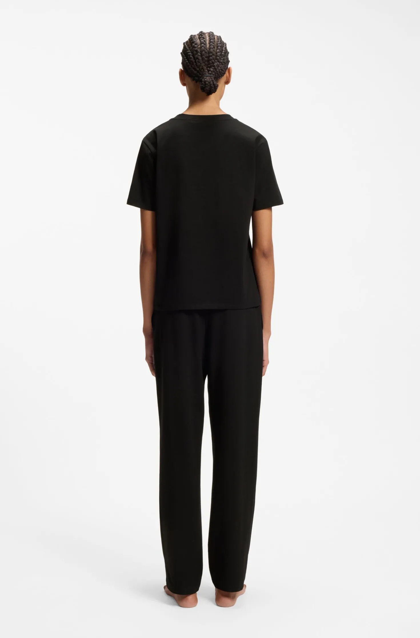 Relaxed-fit pyjama top in stretch cotton
