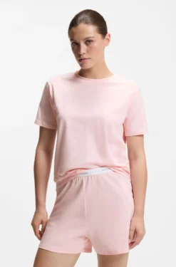 Relaxed-fit pyjama top in stretch cotton