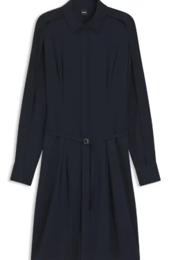 Relaxed-fit shirt dress with detachable belt