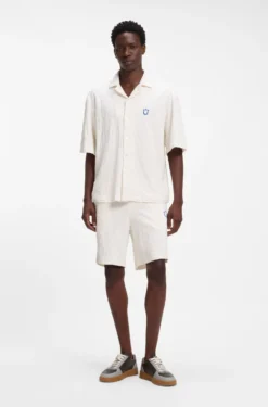 Relaxed-fit shirt in jacquard cotton towelling
