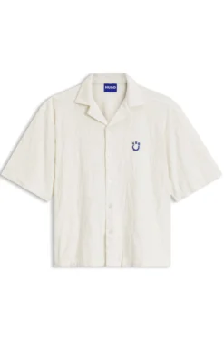 Relaxed-fit shirt in jacquard cotton towelling