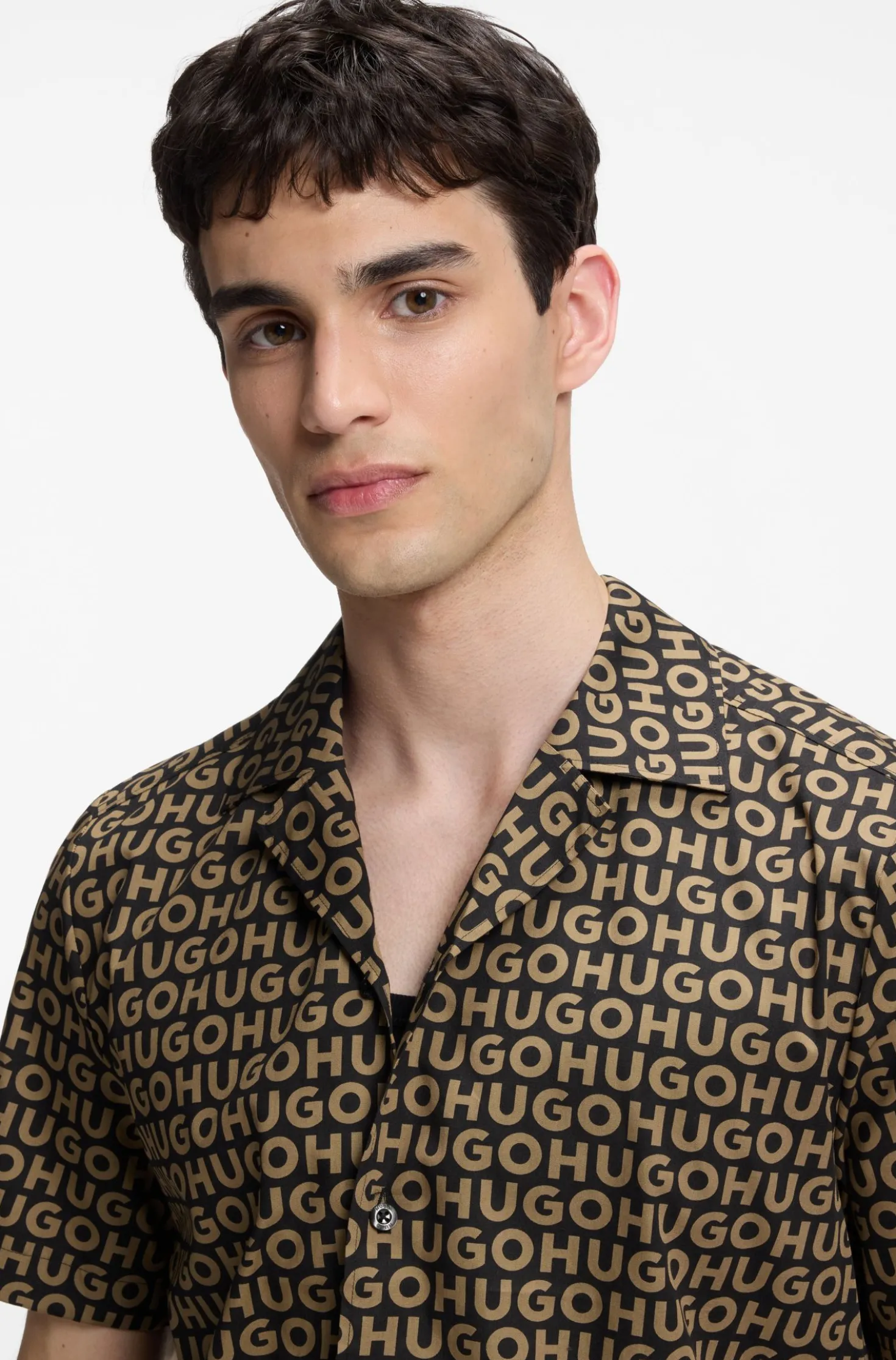 Relaxed-fit shirt in printed cotton canvas