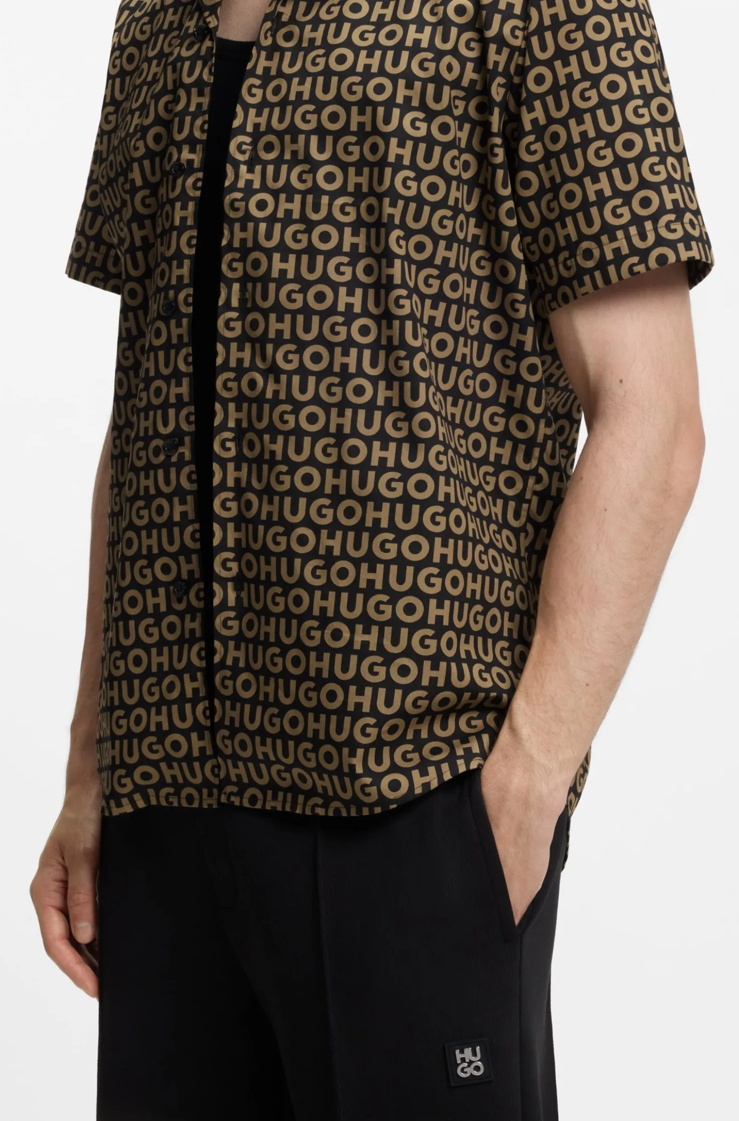Relaxed-fit shirt in printed cotton canvas