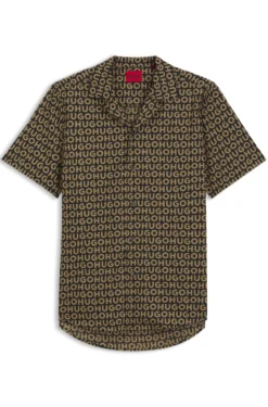 Relaxed-fit shirt in printed cotton canvas