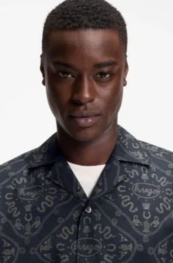 Relaxed-fit shirt in printed cotton poplin