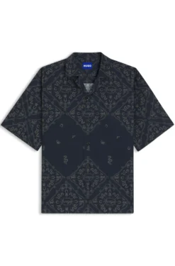 Relaxed-fit shirt in printed cotton poplin