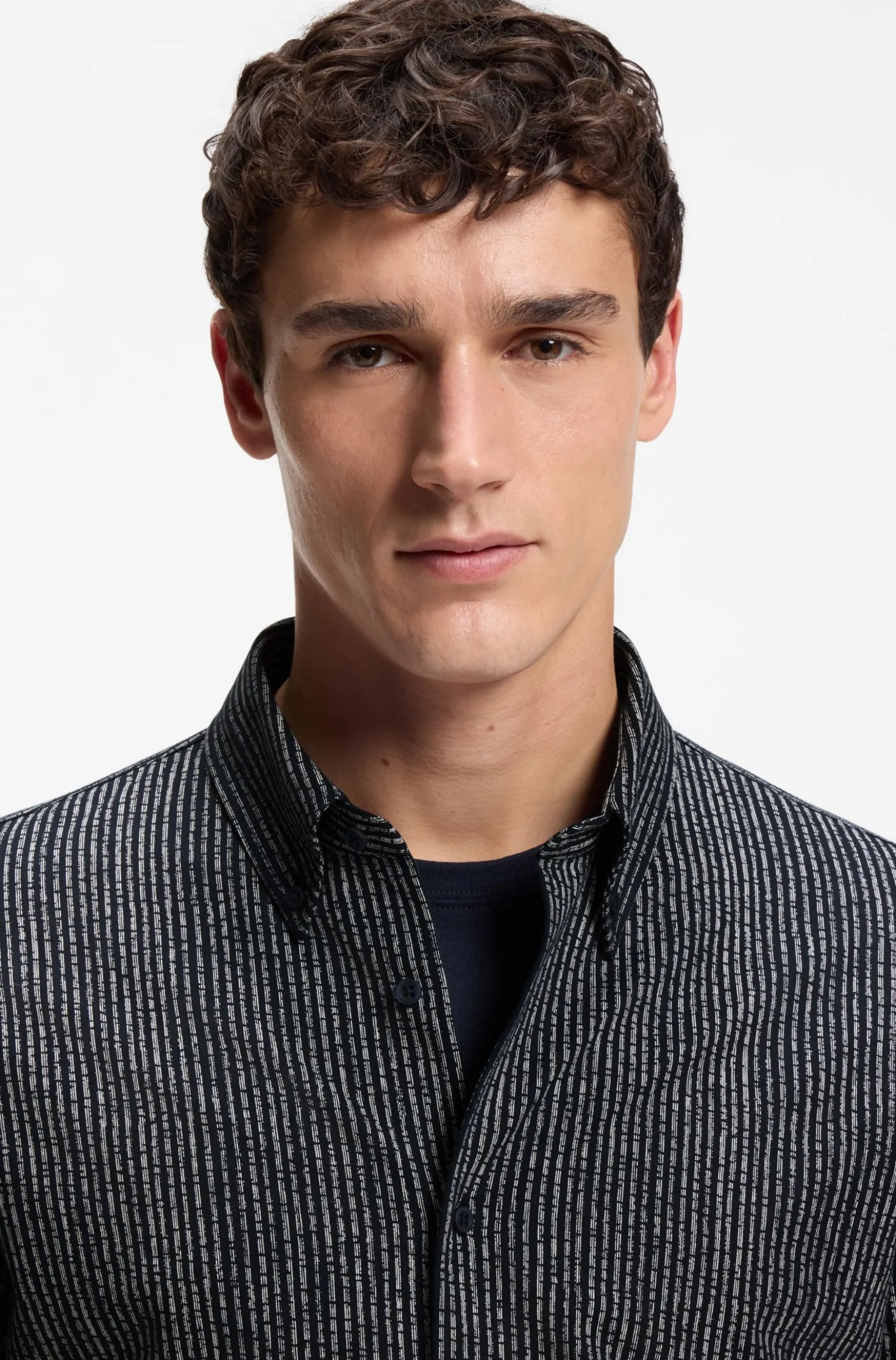 Relaxed-fit shirt in printed cotton jersey