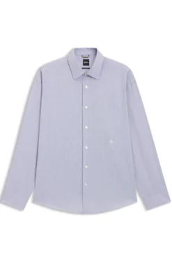 Relaxed-fit shirt in striped cotton poplin