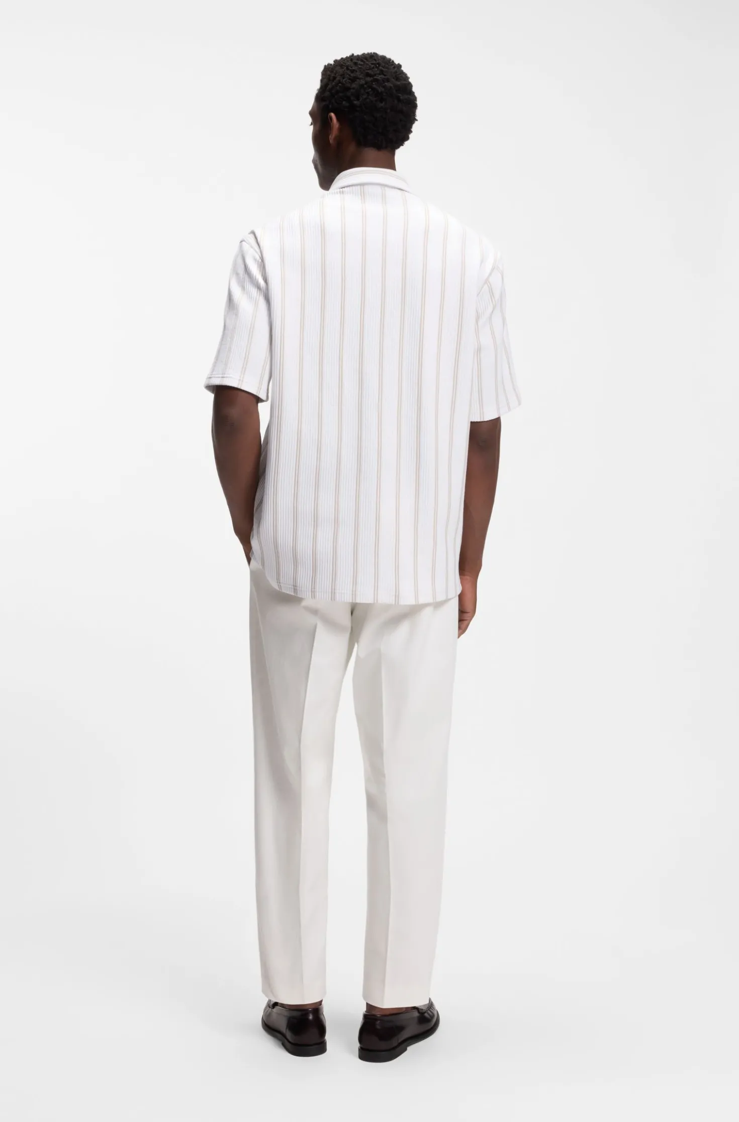 Relaxed-fit shirt in striped stretch cotton