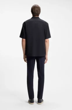 Relaxed-fit shirt in wool-blend mesh