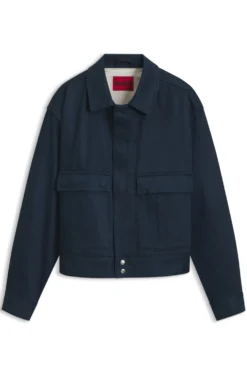 Relaxed-fit short cotton jacket in denim
