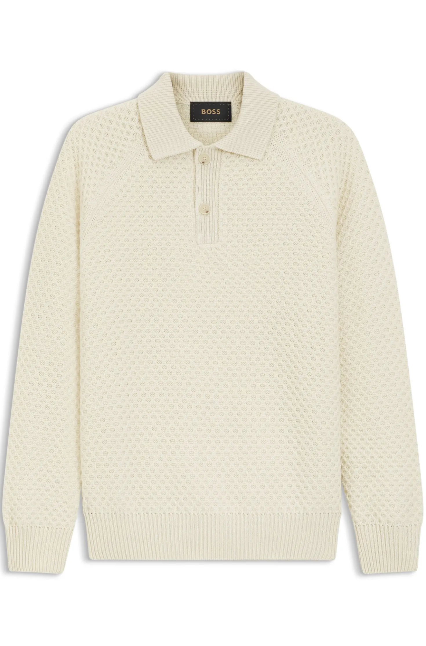 Relaxed-fit sweater in structured cashmere with polo collar