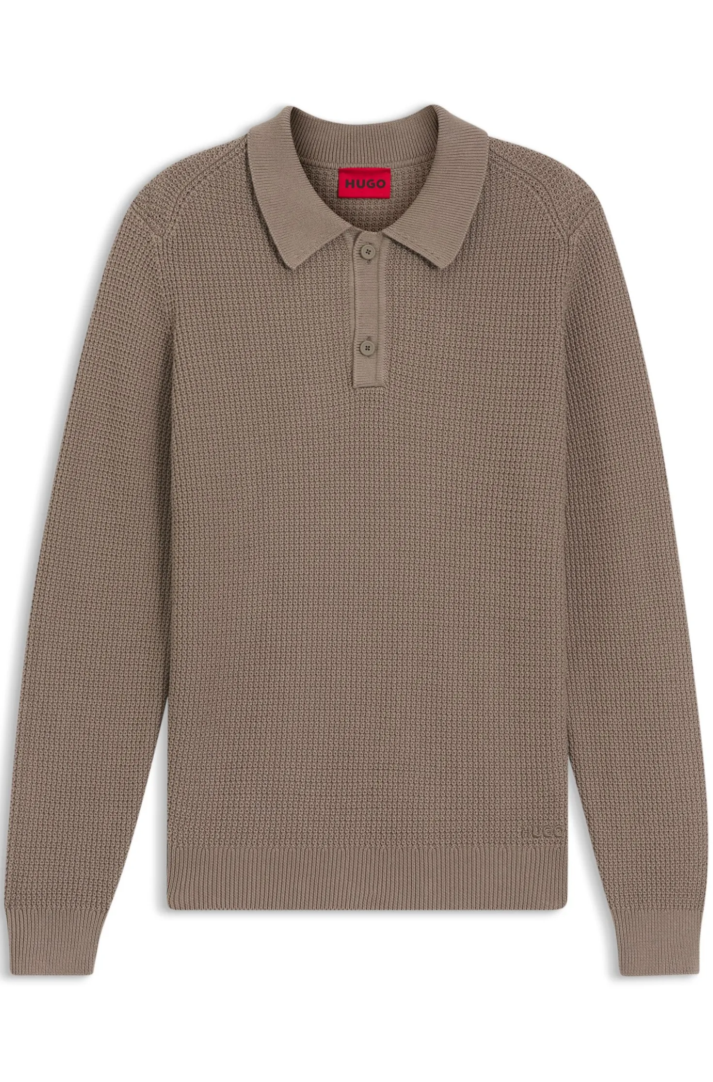 Relaxed-fit sweater in structured cotton with polo collar