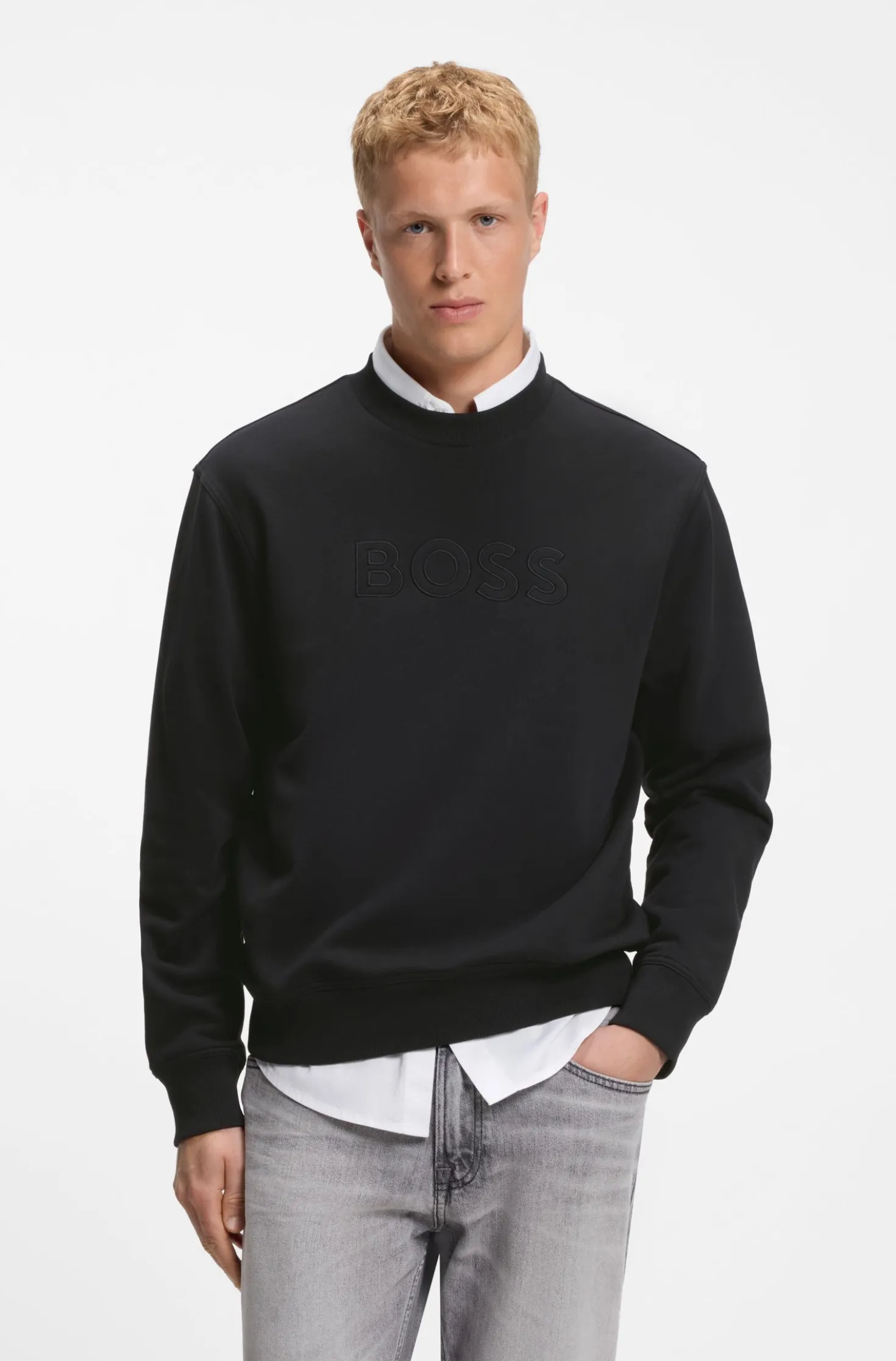 Relaxed-fit sweatshirt in cotton terry with embroidered logo