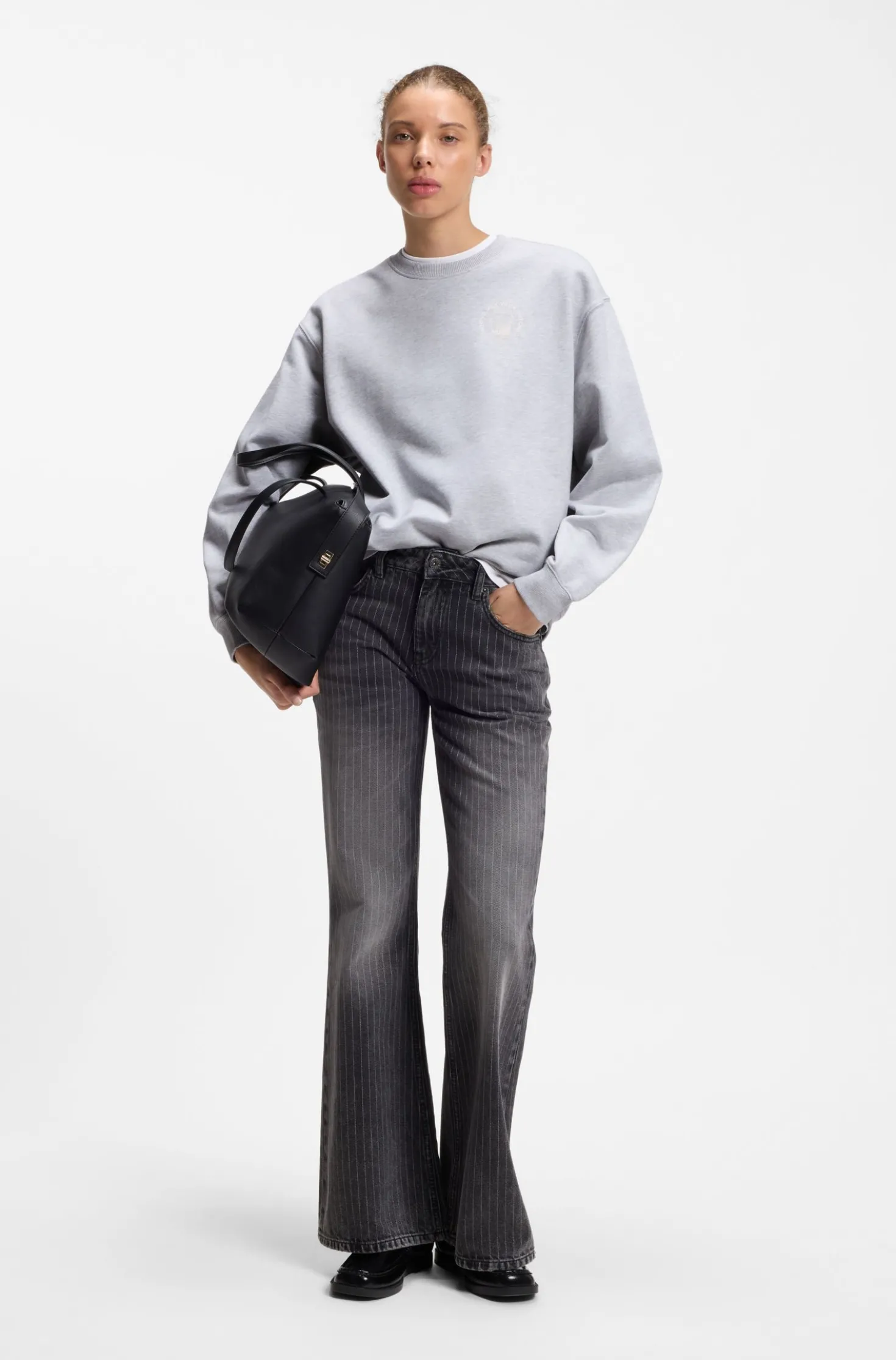 Relaxed-fit sweatshirt in cotton terry with graphic prints